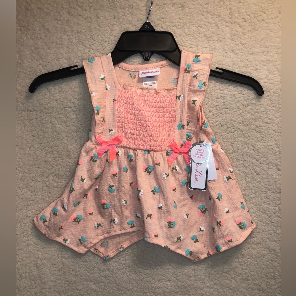 Little Lass infant Pink Floral Dress  Sz 18M (missing the bottoms)